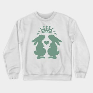 green romantic damask pattern with rabbits Crewneck Sweatshirt